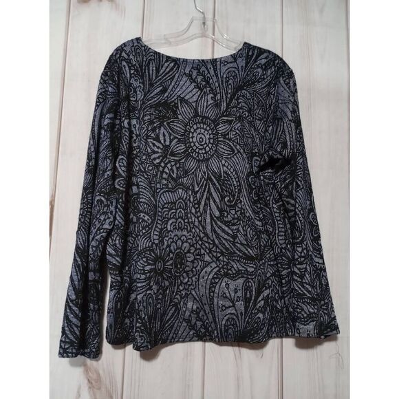 Onque Shirt Ladies 1x Long Sleeve Blue‎ Black Stretch - Picture 2 of 7